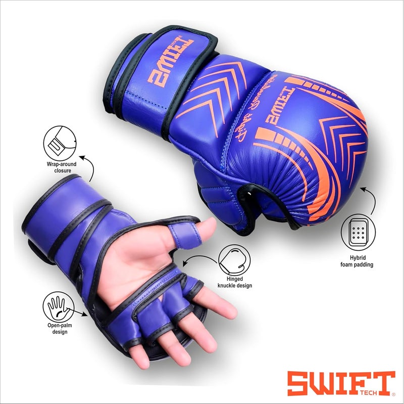 SWIFT TECH Fight Revolution Gloves, Premium Cow-Hide Leather, Open Palm MMA Gloves, Muay Thai, Kick Boxing, Durable, Breathable, Essential MMA Gloves for Mens and Womens - Image 4